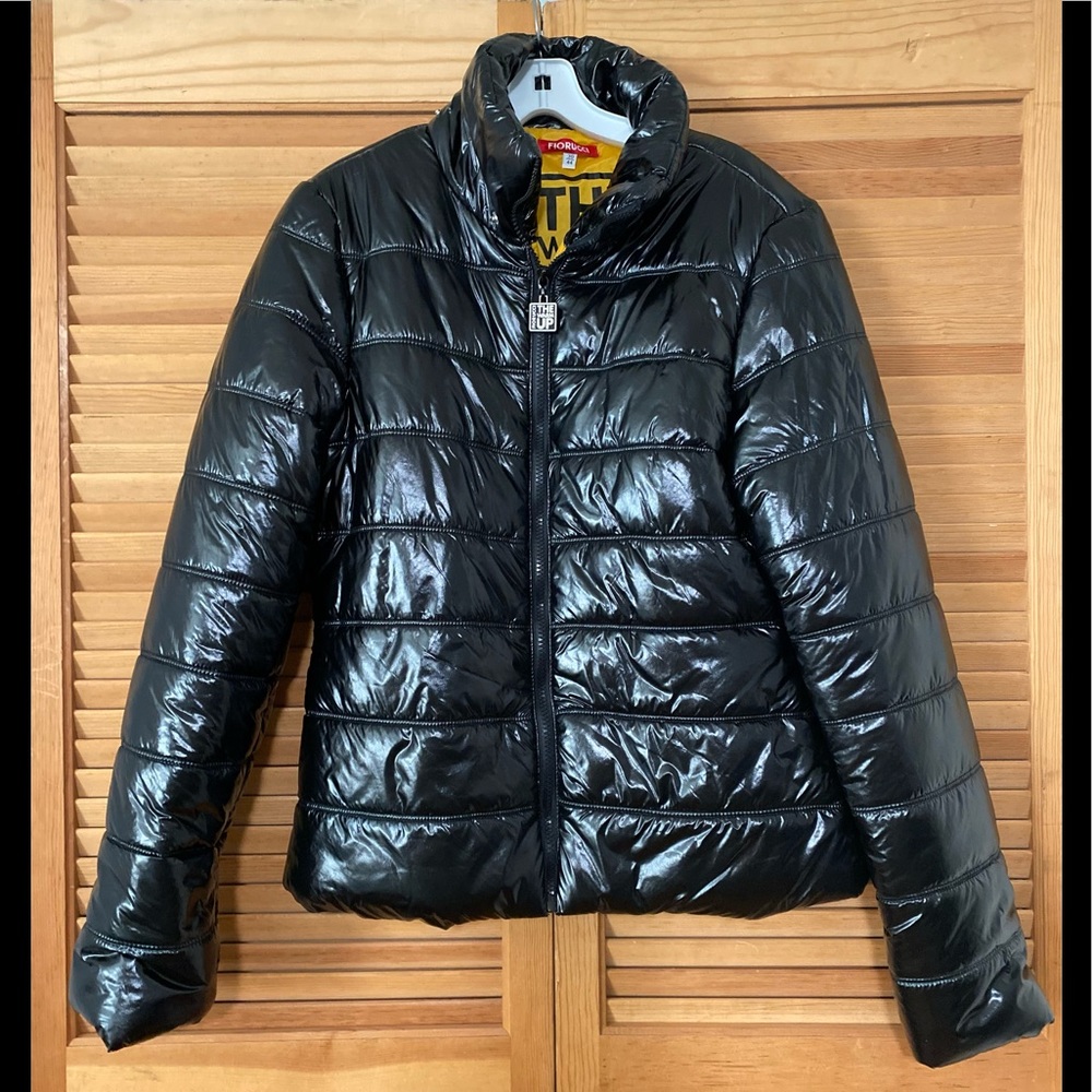 Fiorucci warm up black vinyl puffer down jacket